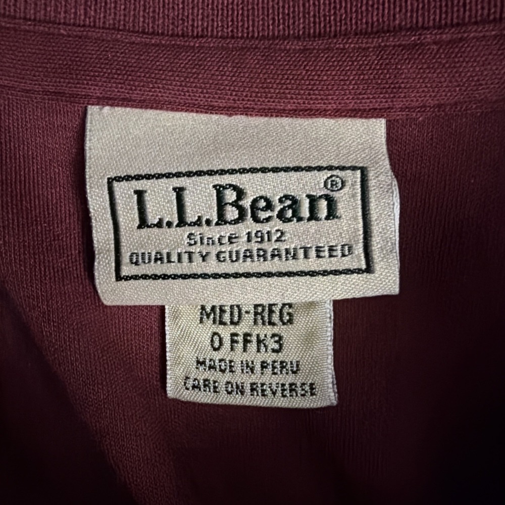 LL Bean Vintage Burgundy Pima Cotton Long Sleeve Polo Shirt Men's Size M 0FFK3 - Picture 5 of 9